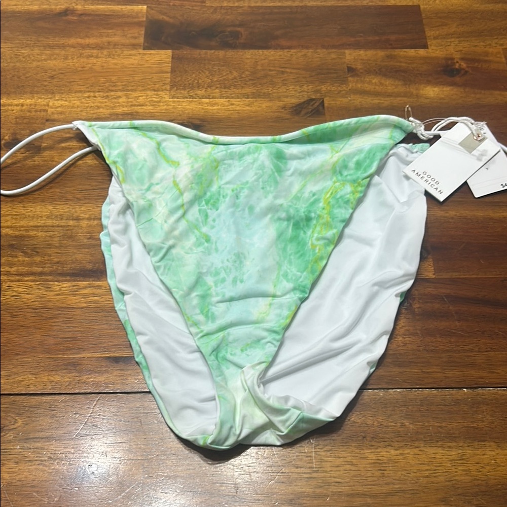 NWT Good American ‎ Green Tie-Dye Bikini Bottom size 7